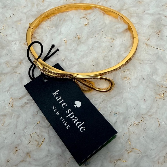 Kate Spade All Tied Up Pave Bangle Gold Crystal Bow Bracelet - Picture 6 of 7